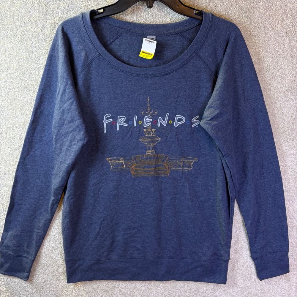 Friends Raglan Long Sleeve Shirt Womens Medium Blue Graphic Instant Message NEW